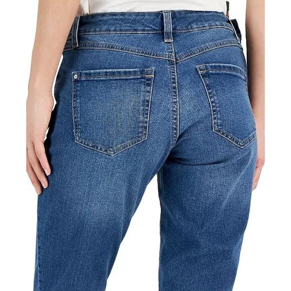 INC International Concepts Curvy MidRise Ripped Straight-Leg Blue Jeans 0/25 $70 - Picture 4 of 12
